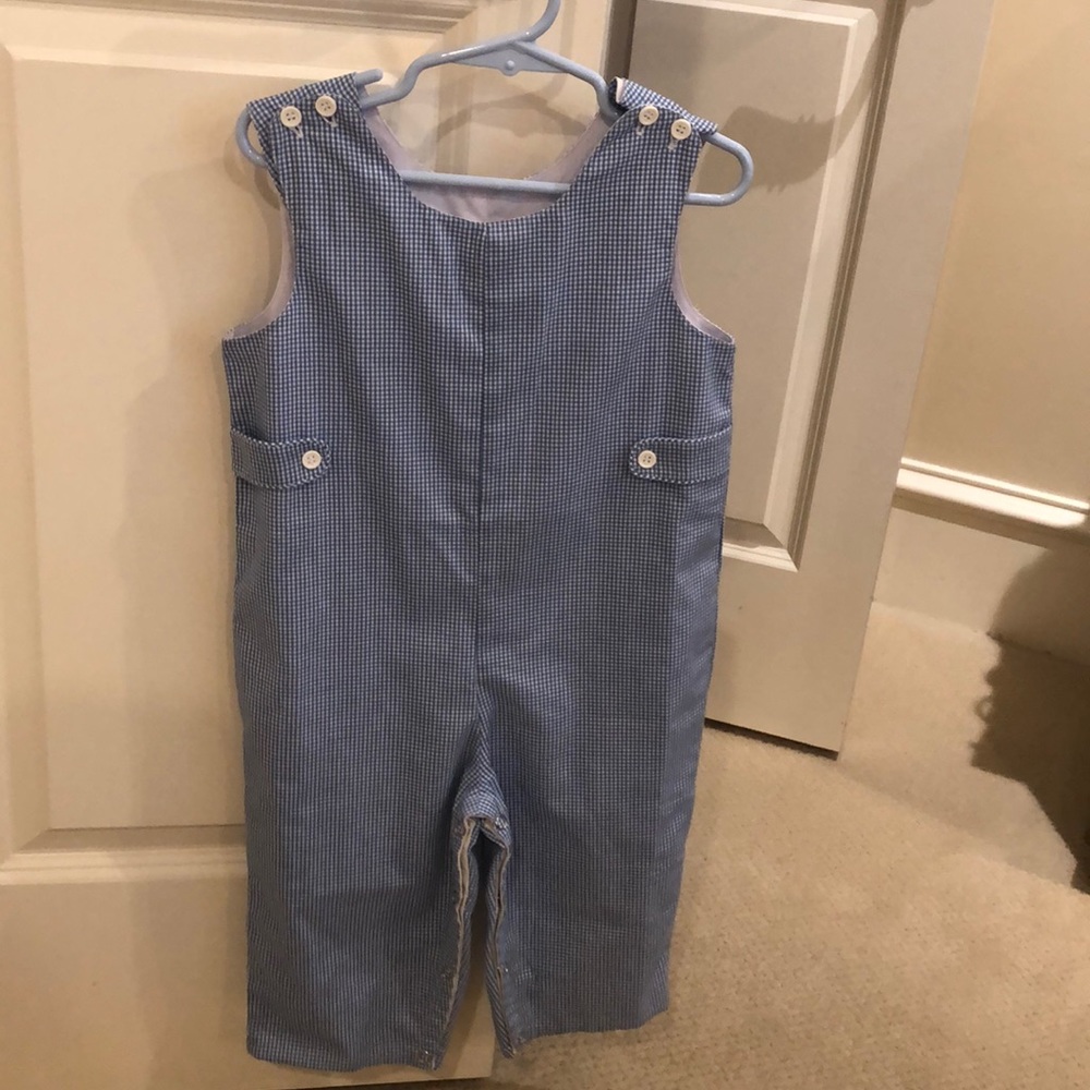 Mom & Me One Piece blue checked boys Romper 2T